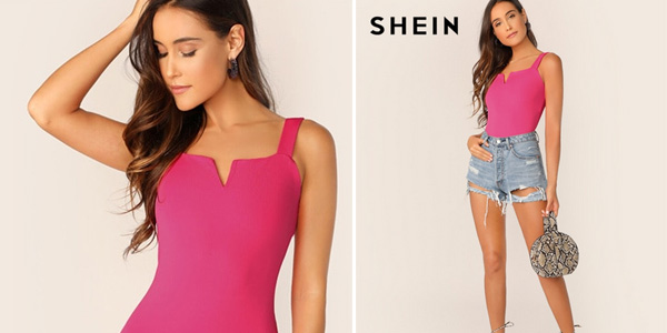 Body Shein con escote cuadrado y tirantes para mujer chollazo en AliExpress