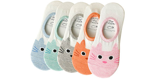 Pack de 5 pares de calcetines tobilleros HSS para mujer con diseño gatitos chollo en AliExpress