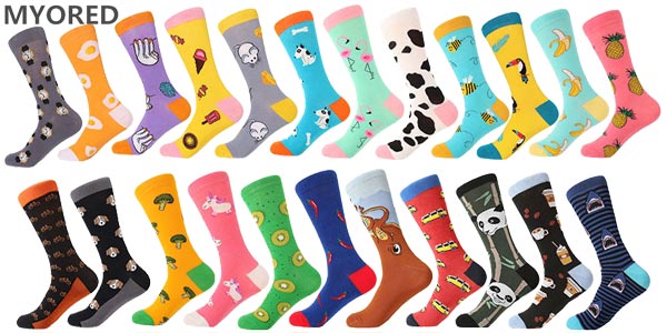 Selección de calcetines altos con divertidos diseños baratos en AliExpress