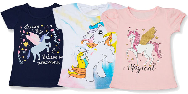 Camisetas de manga corta para niña con estampado de unicornios chollo en AliExpress