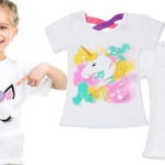 Camisetas de manga corta para niña con estampado de unicornios baratas en AliExpress