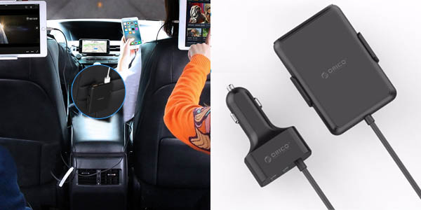 Cargador USB para coche Orico UCP-5P con 2 USB + 3 USB para los asientos traseros