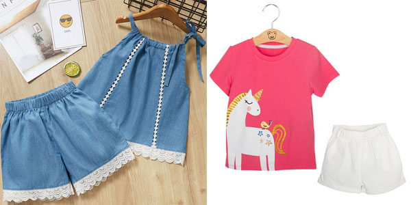 Conjunto de blusa y short para niña de 2 a 7 años chollazo en AliExpress