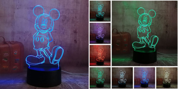 Lámpara LED 3D de Mickey Mouse barata en AliExpress