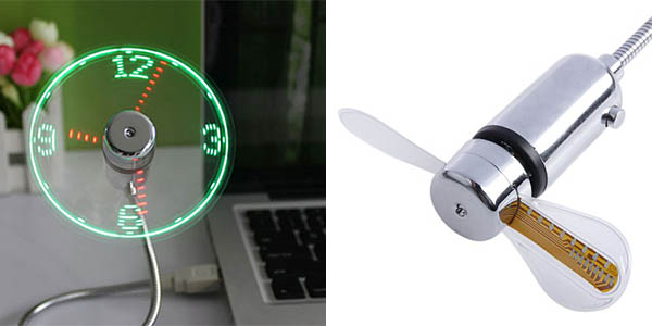 Mini-Ventilador USB flexible con reloj