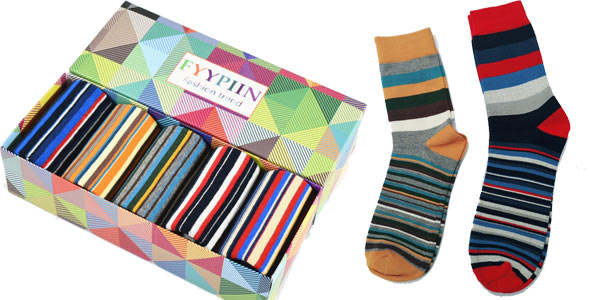 Pack 5 pares de calcetines para hombre a rayas multicolor barato