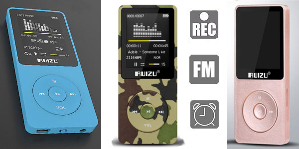 Reproductor MP3 Ruizu X02 con radio FM y grabadora voz en varios colores rebajado