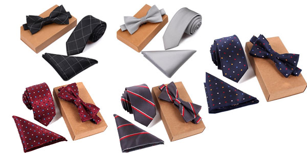 Pack de corbata, pajarita y pañuelo baratos en AliExpress