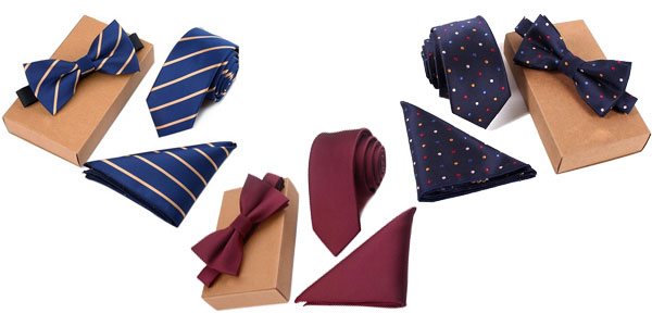 Pack de corbata, pajarita y pañuelo chollo en AliExpress