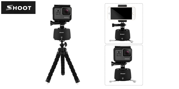 Soporte giratorio con trípode Shoot para grabación 360º para smartphone o cámaras deportivas chollo en AliExpress